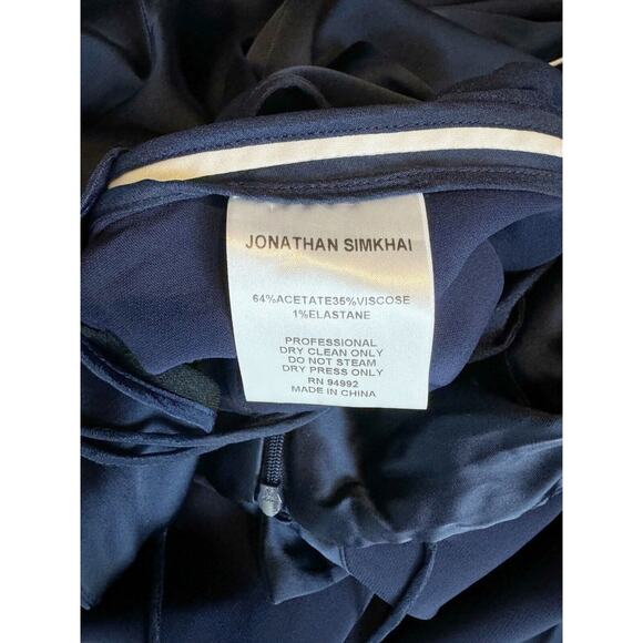 Jonathan Simkhai Navy Satin One Shoulder Jumpsuit Size 4 Formal Evening Party - Picture 10 of 11